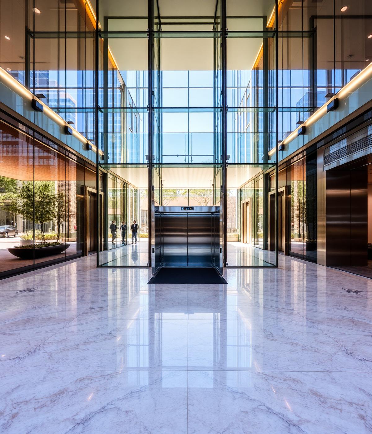 Corporate Tower High-Speed Elevator Lobby